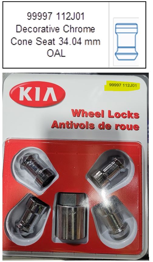 Kia Wheel Locks (4-Pack) - All Models (Excludes Carnival & Stinger) 99997112J01